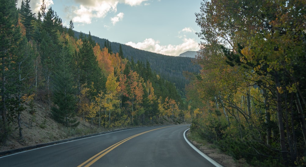 a road with a mountain in the background