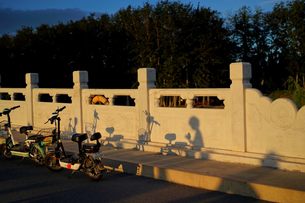 a couple of bikes parked next to each other