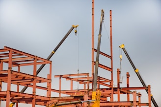 a construction site with a crane working on it