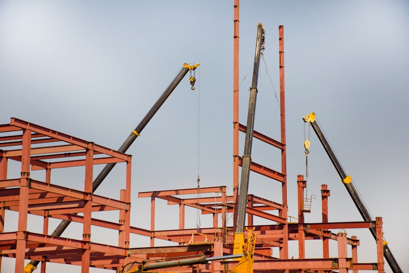 a construction site with a crane working on it