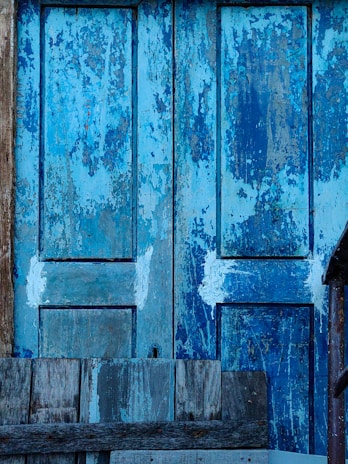 A freshly painted wooden door with smooth, even strokes visible.