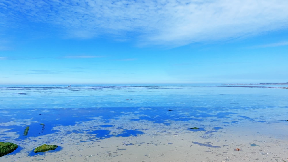 a view of the ocean from a beach