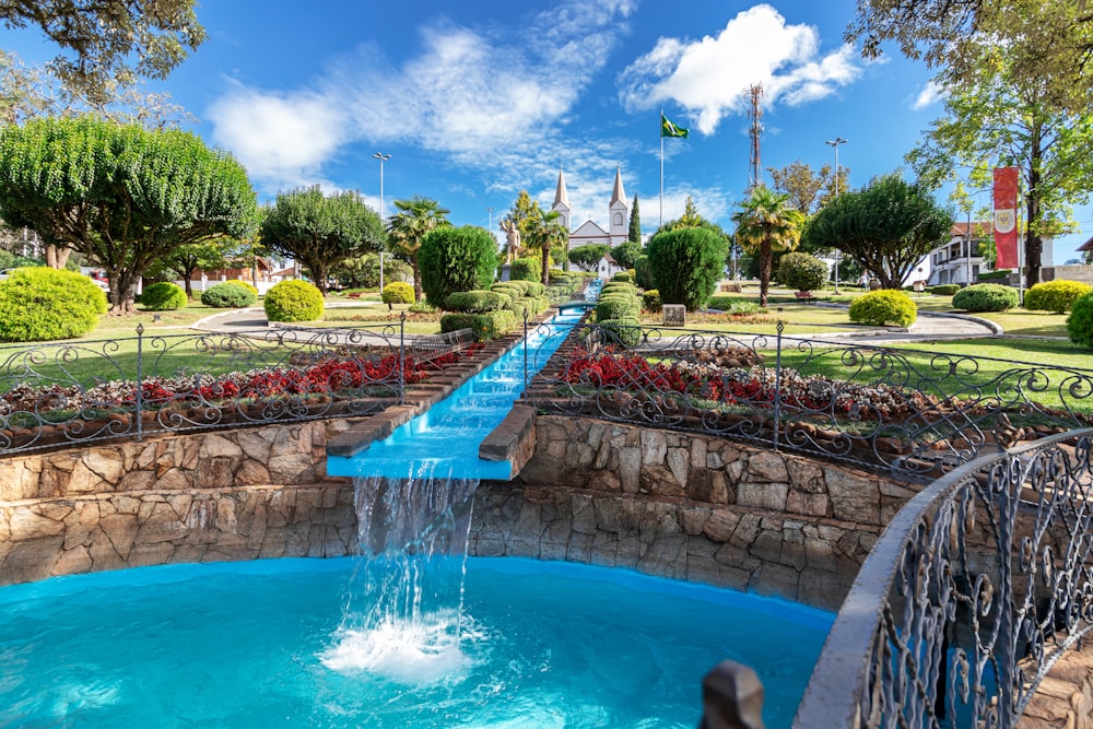 a water slide in the middle of a park