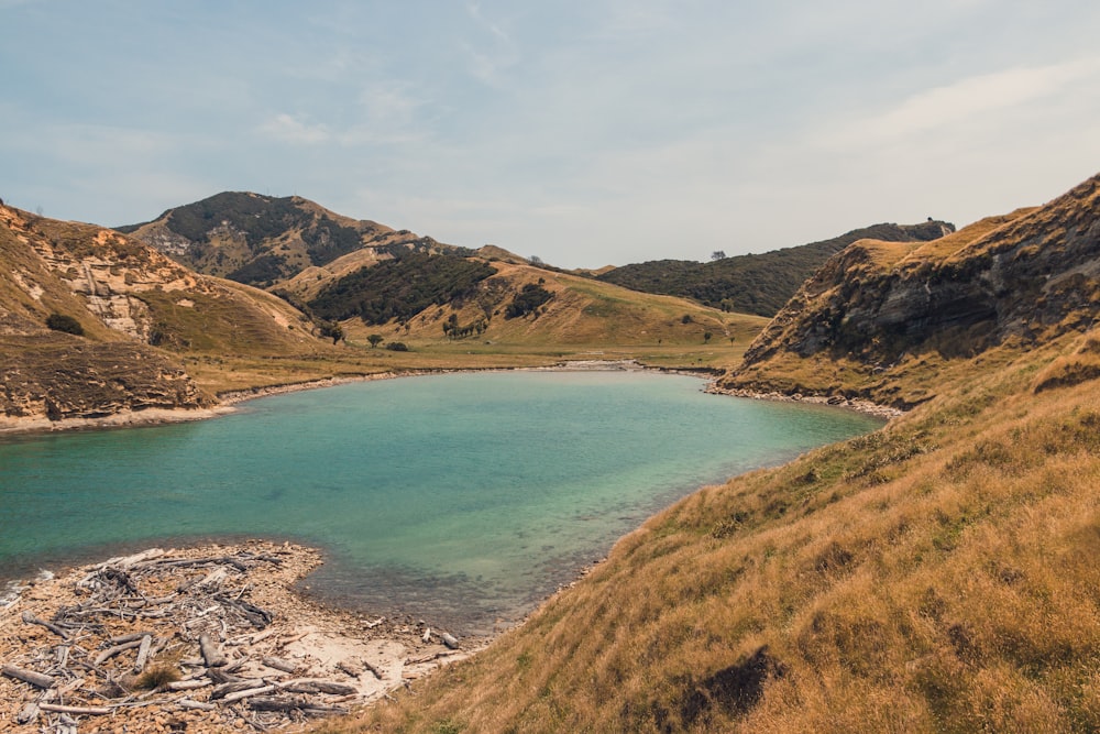 a large body of water surrounded by mountains