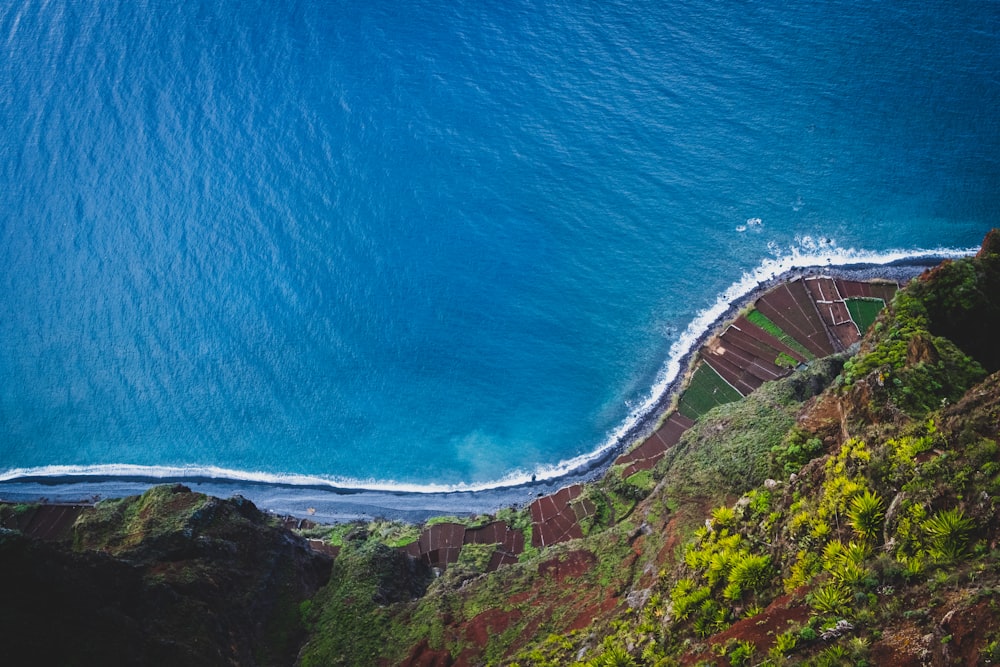 a view of the ocean from a high point of view