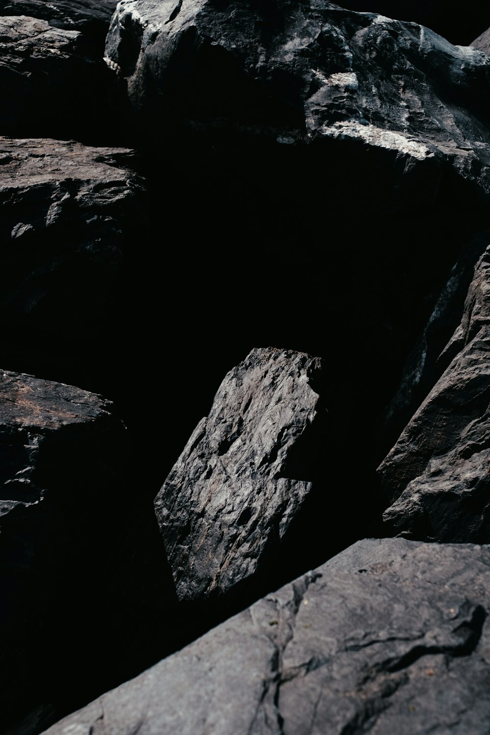 a black and white photo of some rocks