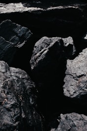 a bunch of rocks that are on the ground