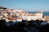 a view of a city with a body of water in the background