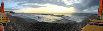 A panoramic view of Isla Canela’s golden sandy beach at sunset.