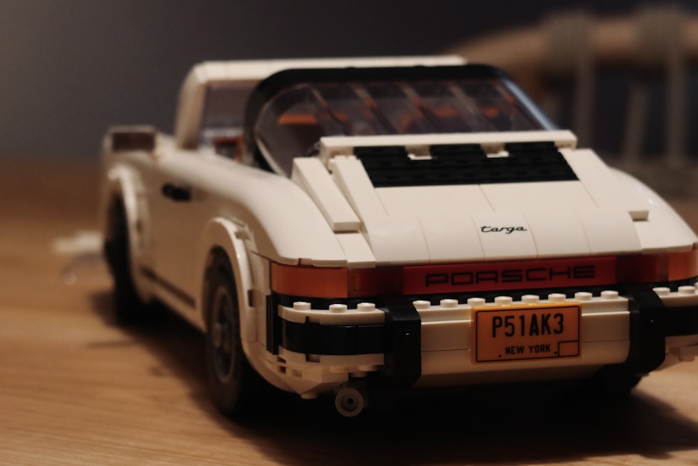 a lego model of a car on a table