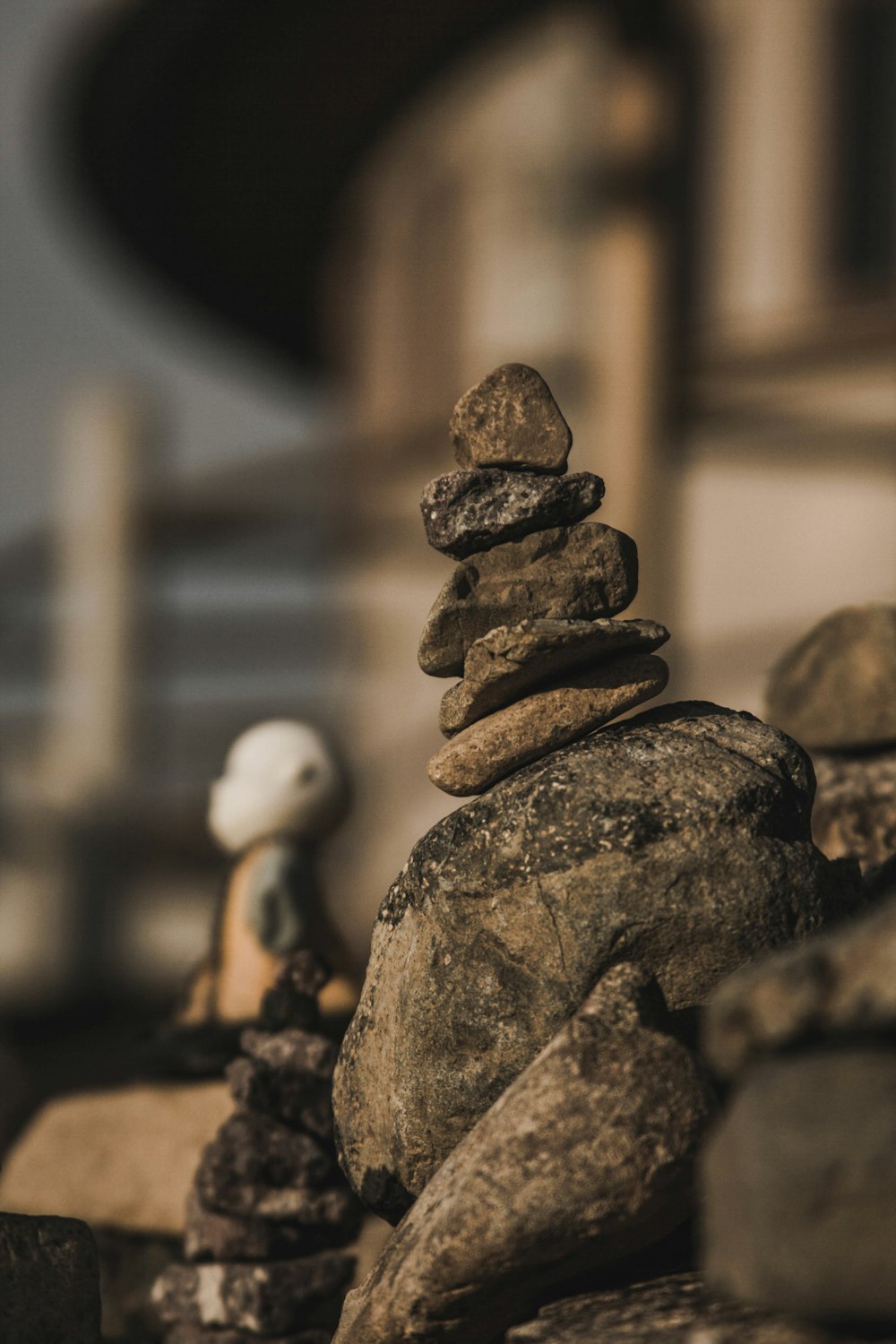 a stack of rocks sitting on top of a pile of rocks