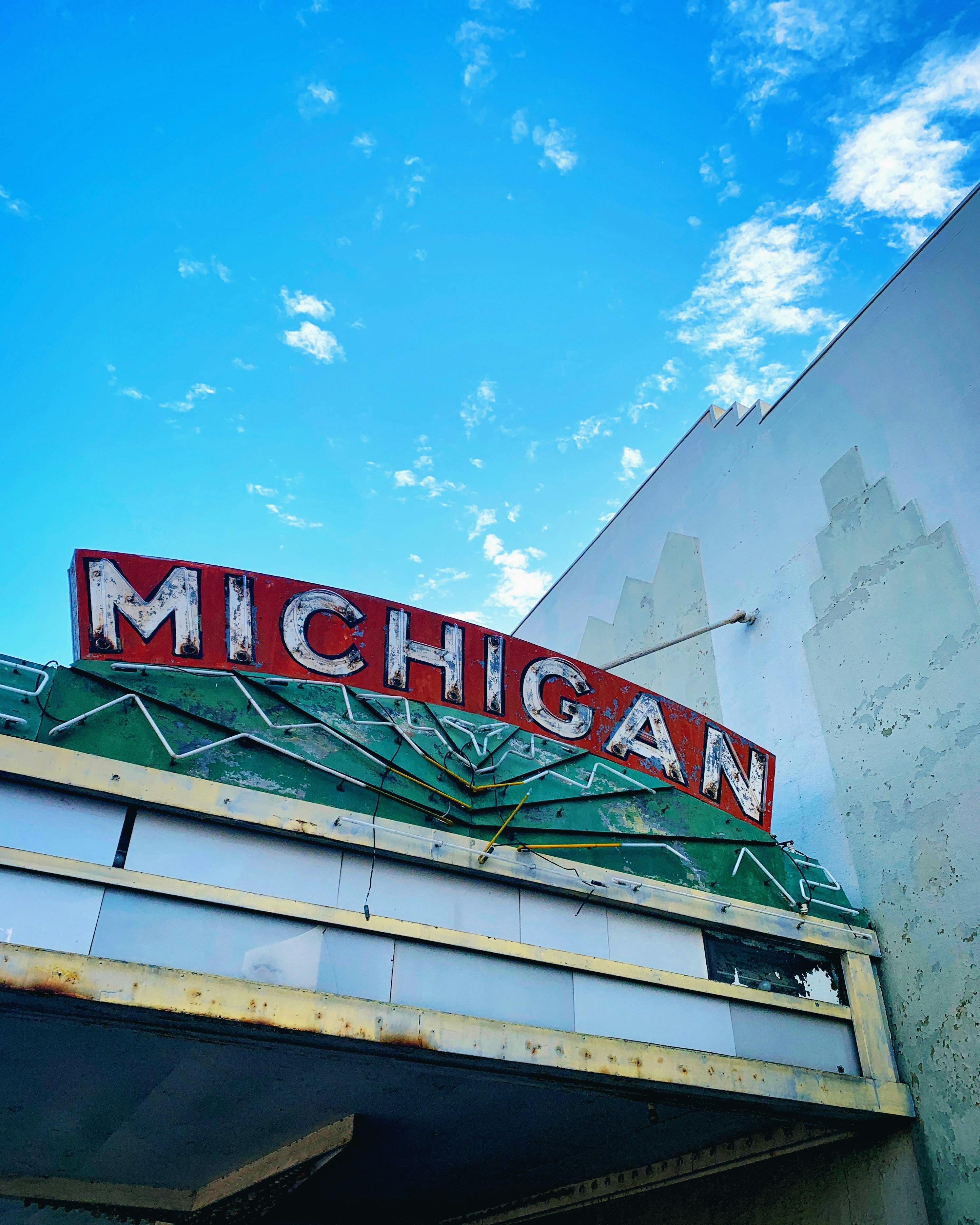 A stylized map of Michigan.