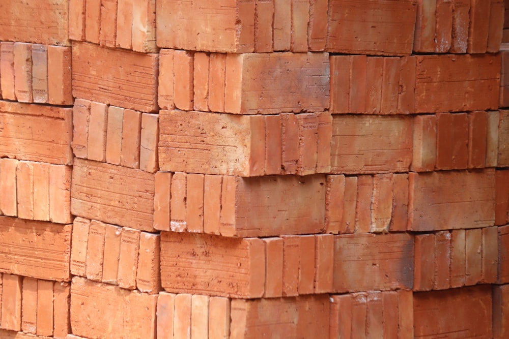 a close up of a brick wall made of bricks