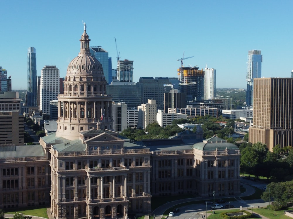 a view of a city with tall buildings