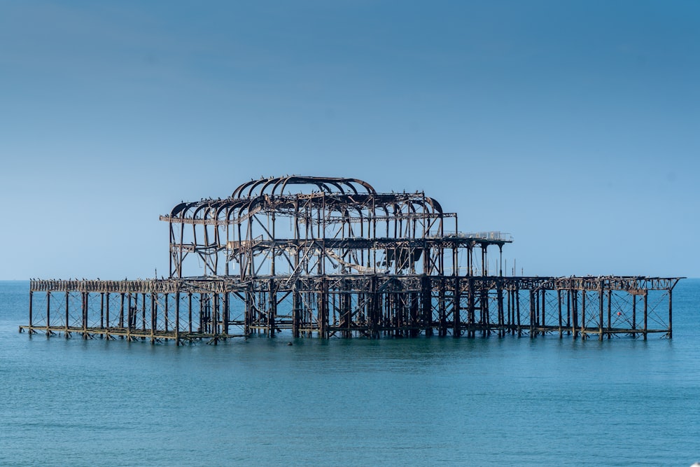 a large structure sitting in the middle of the ocean