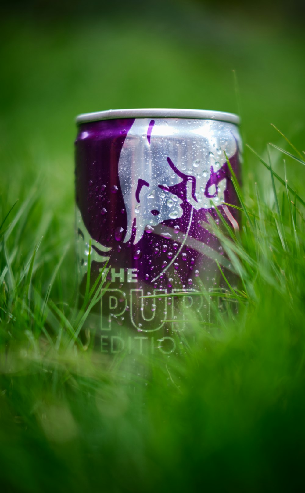 a can of beer sitting in the grass
