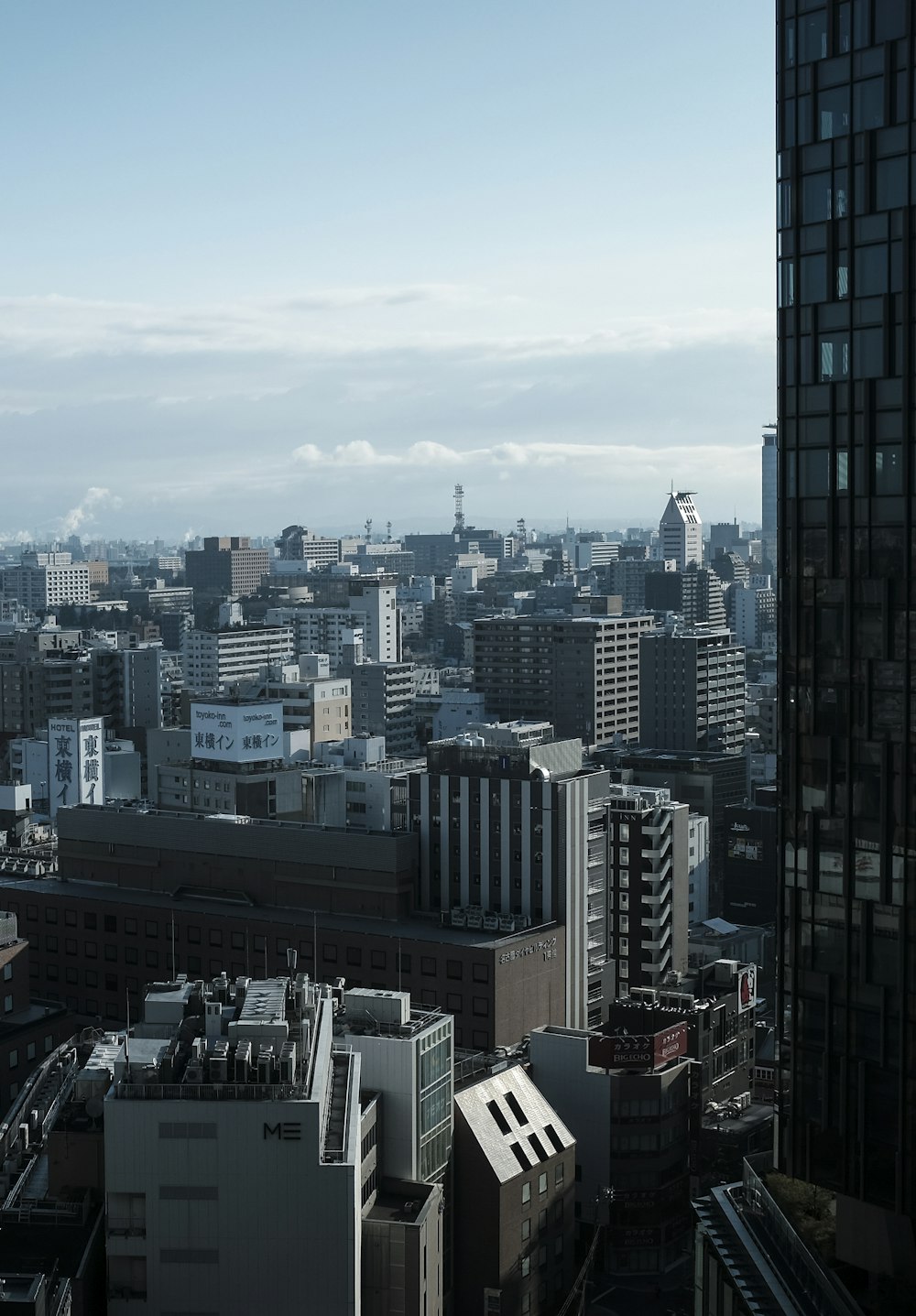 a view of a city from a tall building