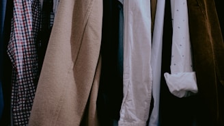 a bunch of clothes hanging on a rack