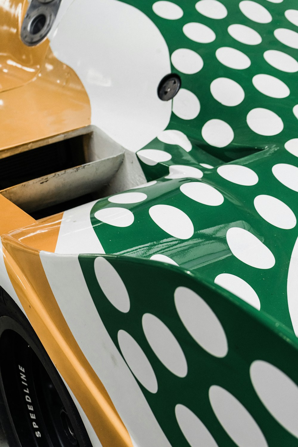 a close up of the front of a race car