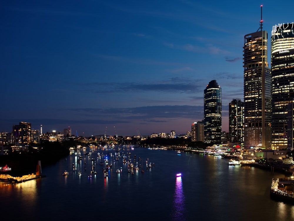 a view of a city at night from across the water