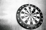 a dart hitting in the center of a dartboard