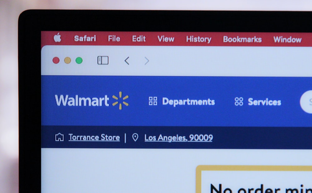 Una pantalla de computadora con el logotipo de Walmart