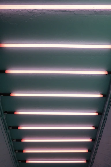 a ceiling that has a bunch of lights on it