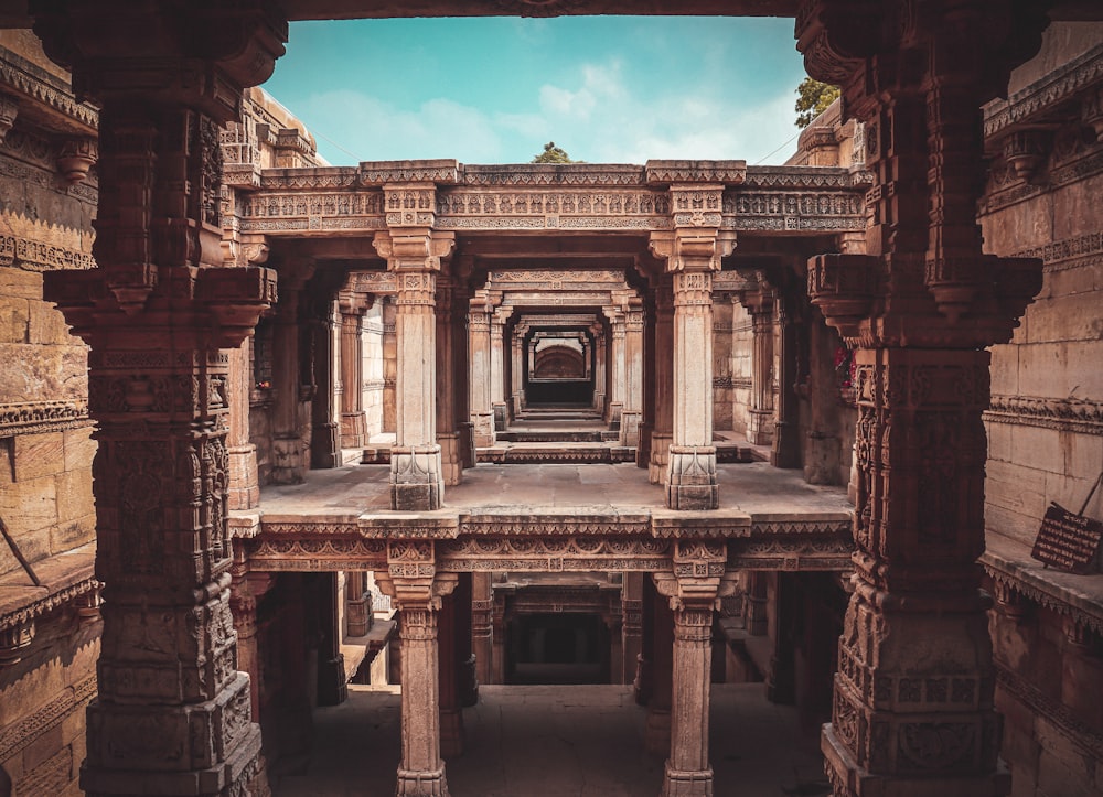 a view of a building from the inside