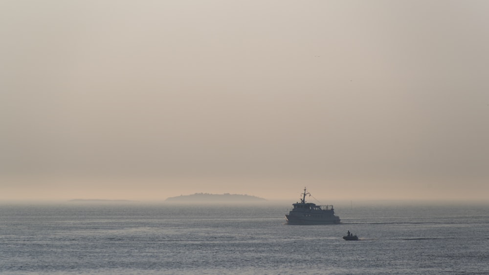 a large ship in the middle of the ocean