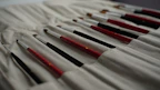 A set of replacement brushes and filters laid out neatly on a wooden table.