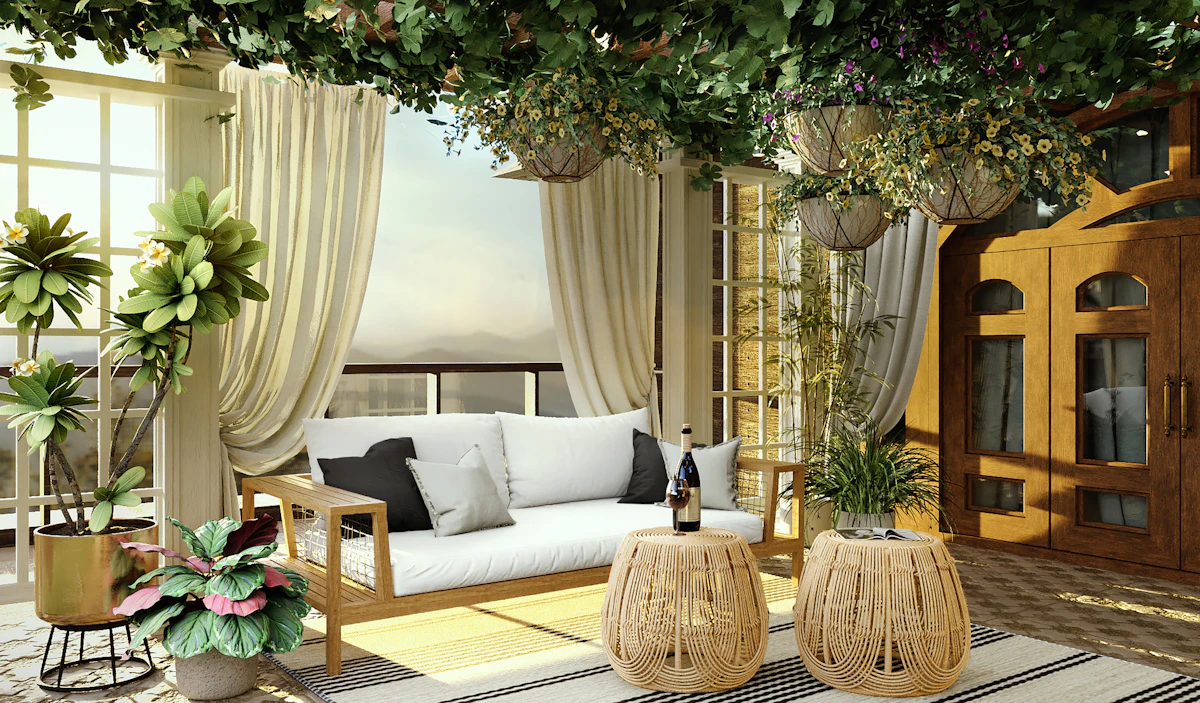 Clean living room with plants and natural light