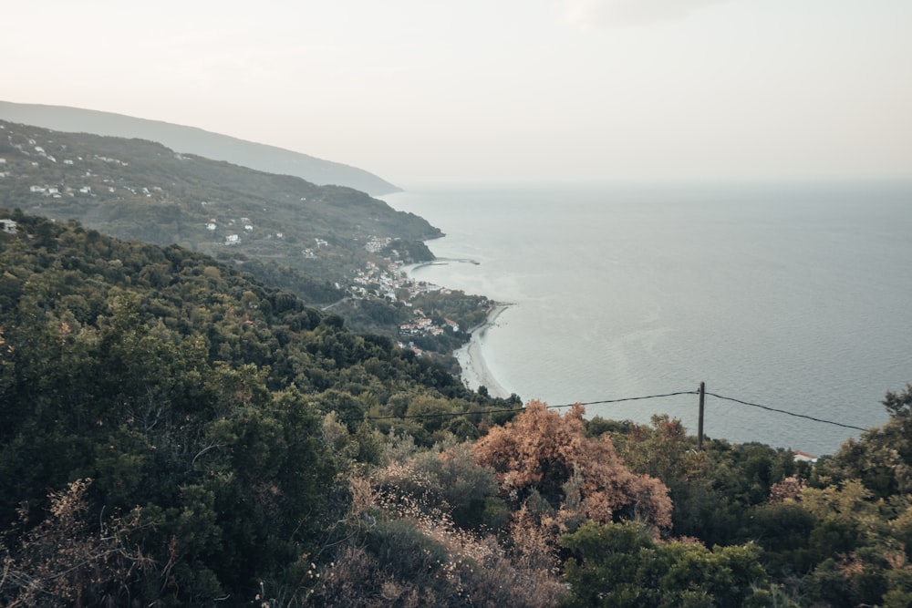 a view of the ocean from a hill top