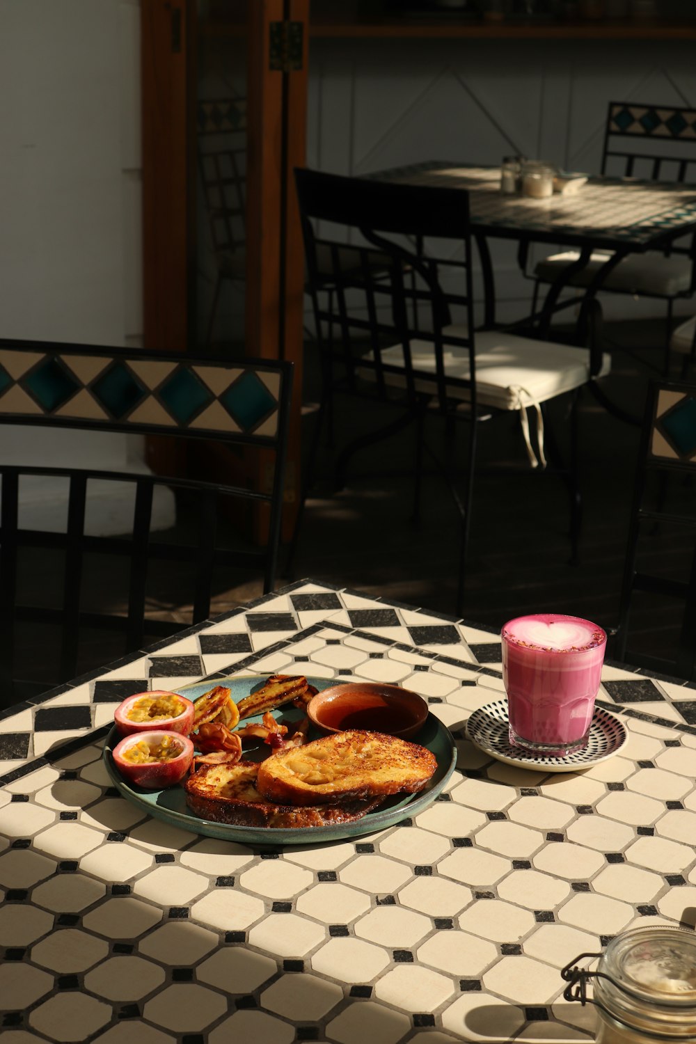 a plate of food sitting on top of a table