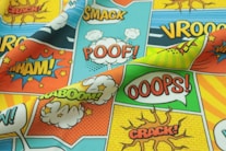 a close up of a comic book fabric