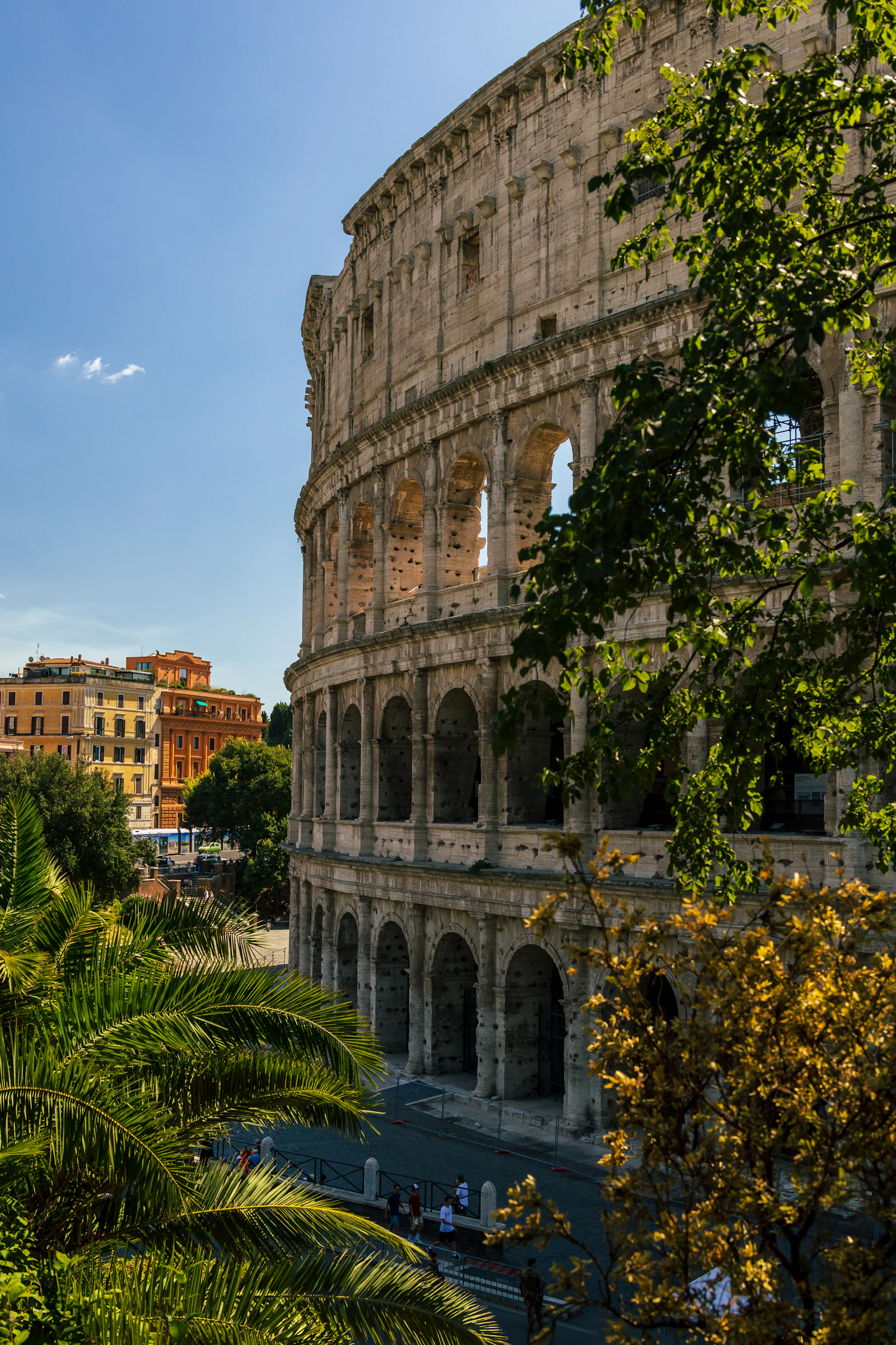 Street-level view of the Colosseum, Rome, Italy