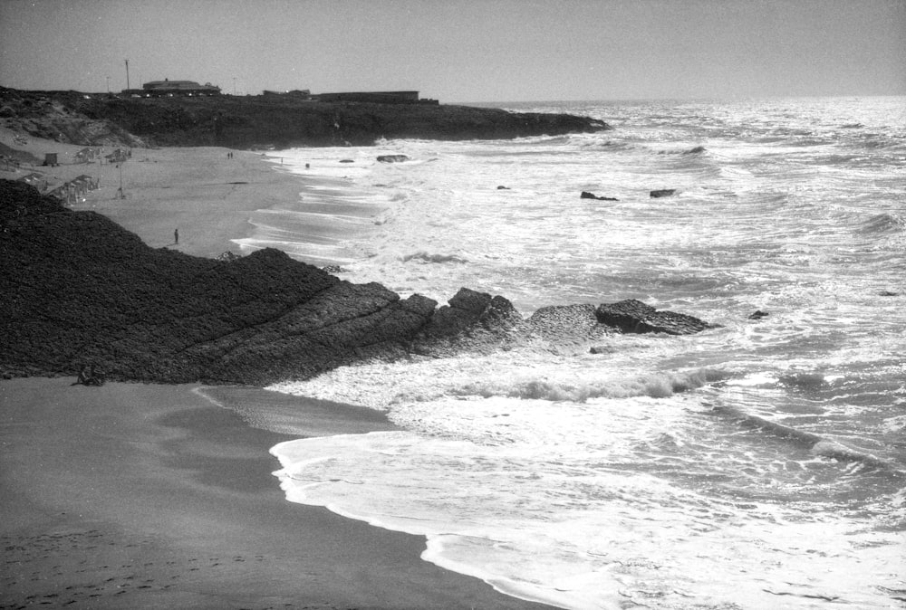 a black and white photo of the ocean