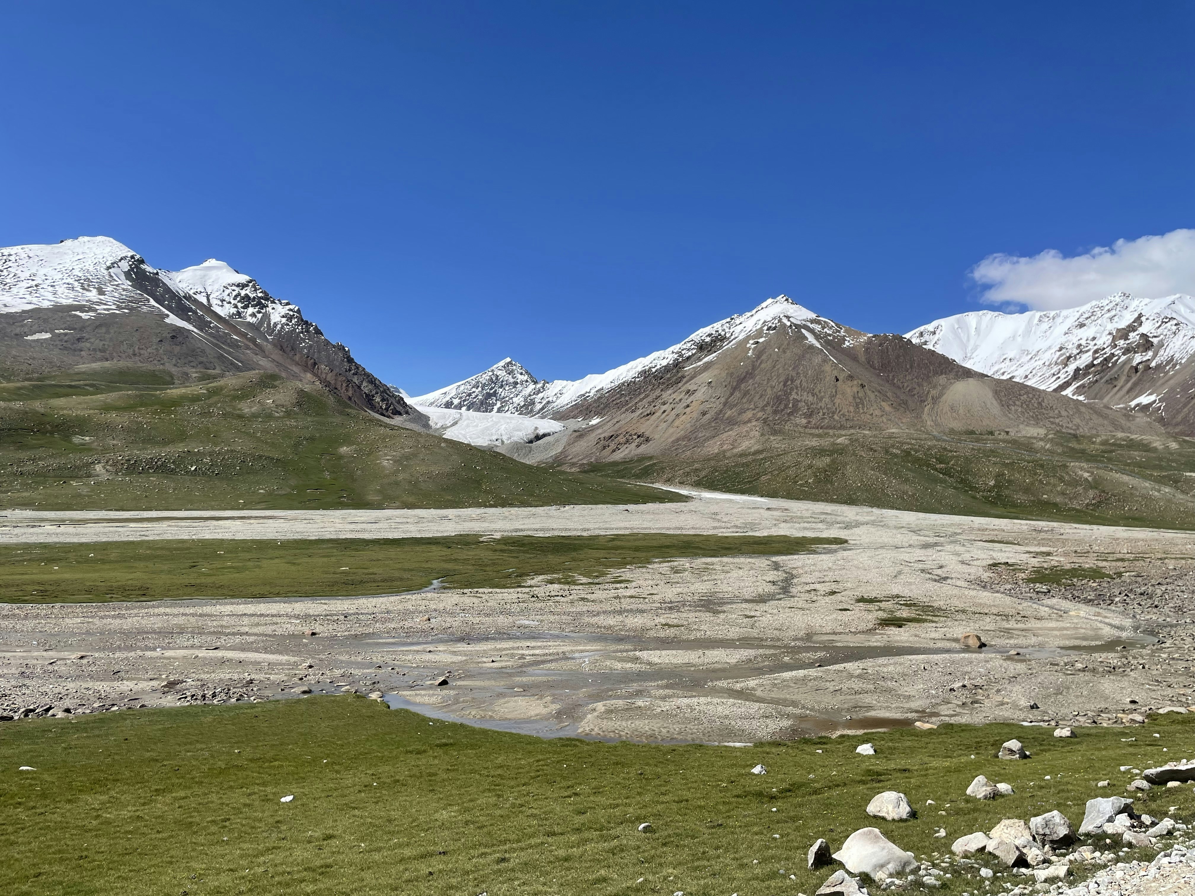 a mountain range with a river running through it