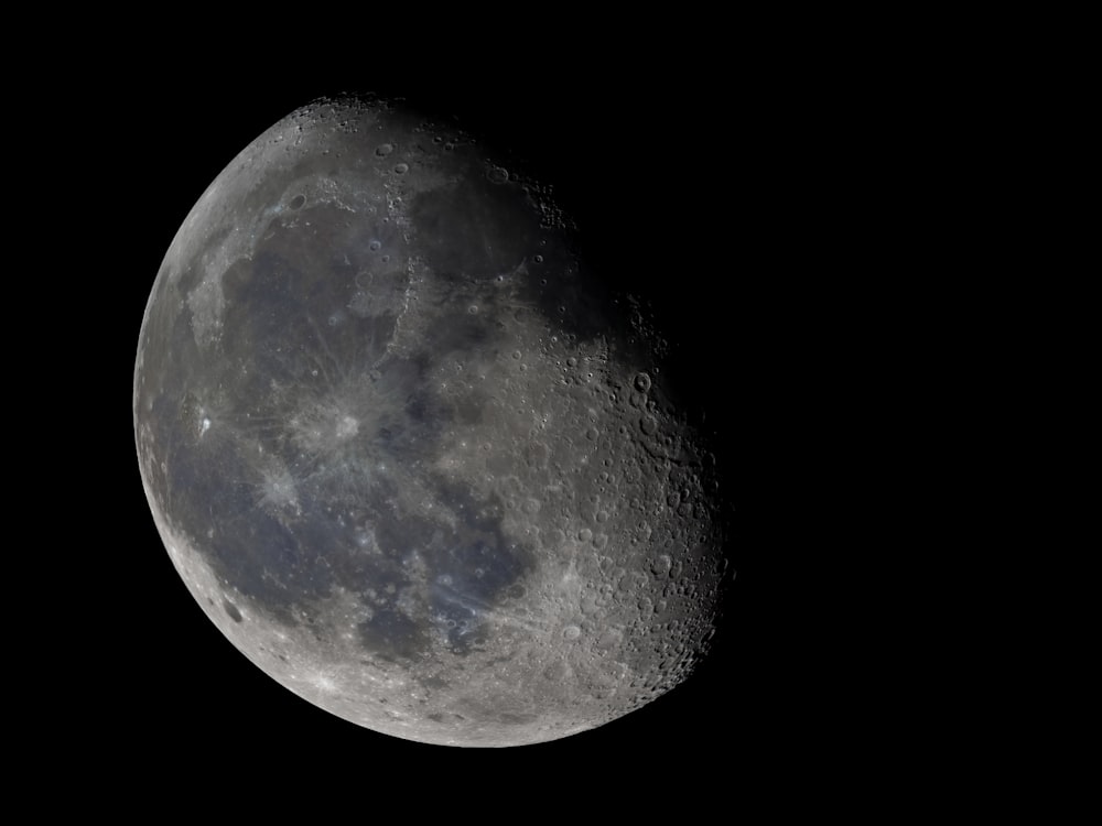 a close up of the moon in the dark sky