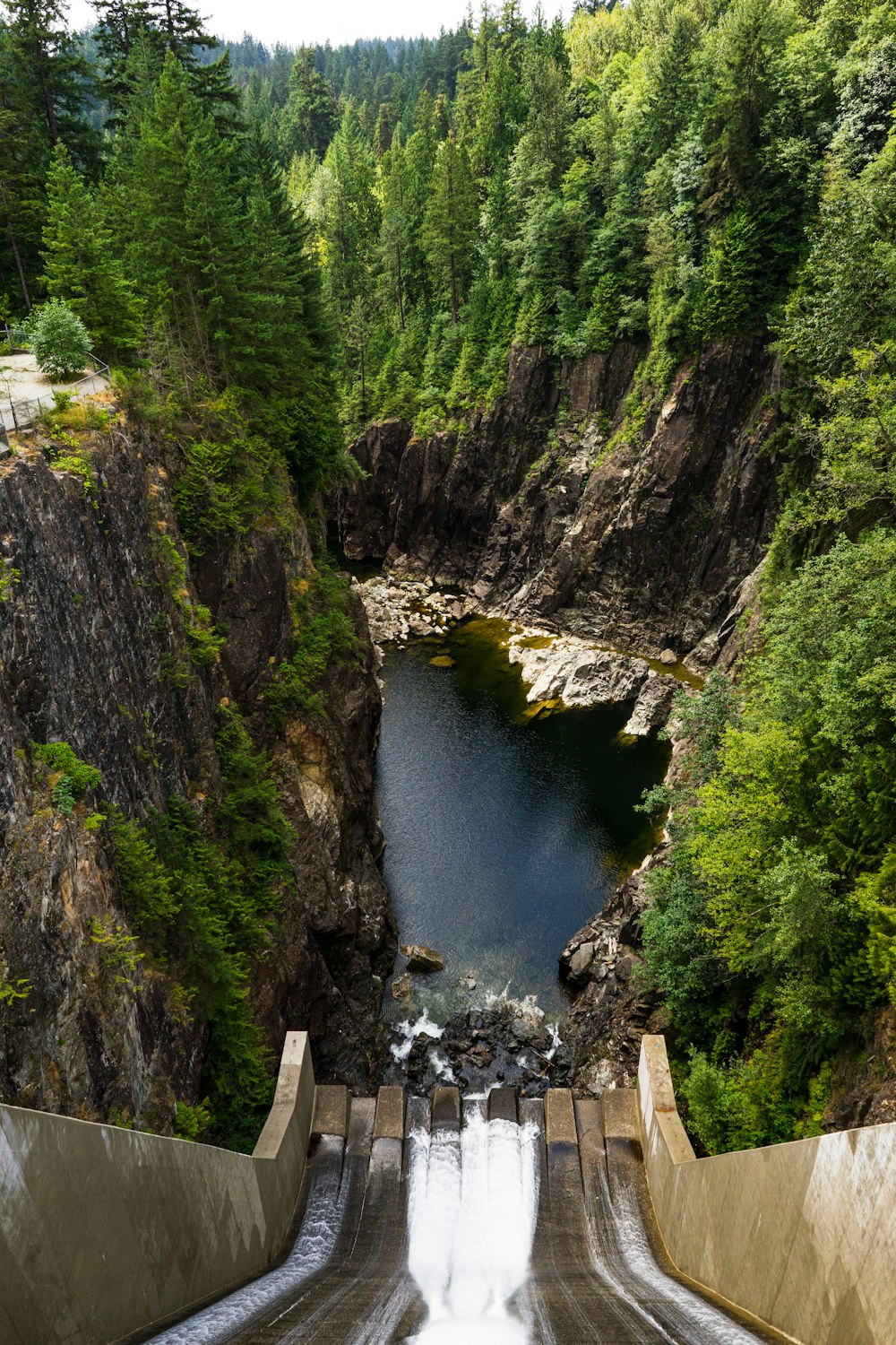 a view of a river from a bridge