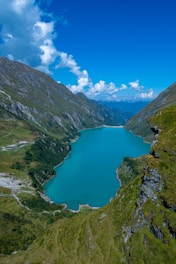a large body of water surrounded by mountains