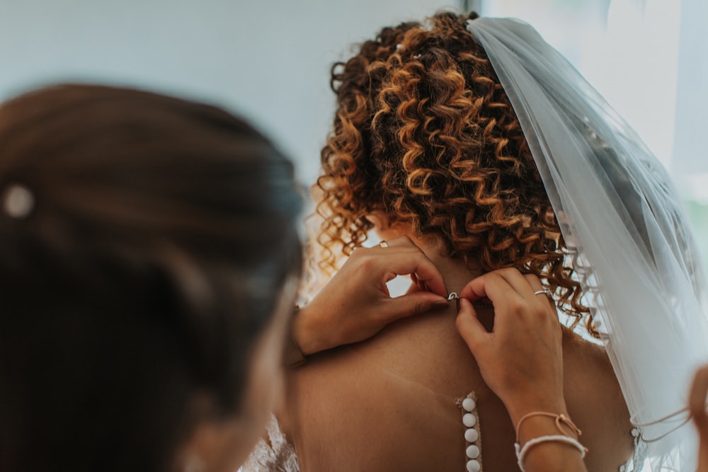 a bride getting ready for her wedding day