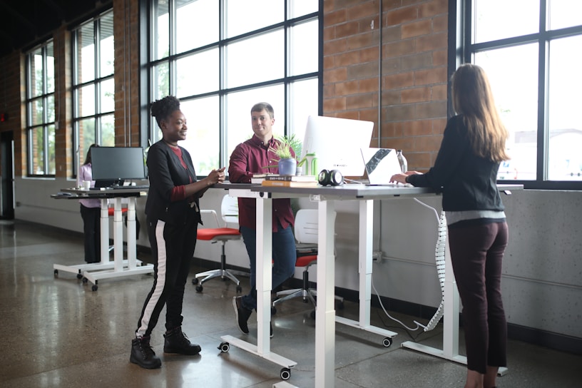 A vibrant office setting showcasing teamwork and collaboration.