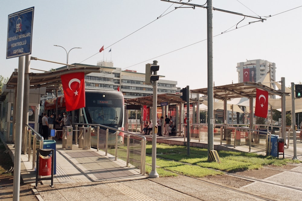 a public transit bus on a city street