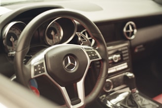 Interior of a car with spotless dashboard and polished plastic surfaces