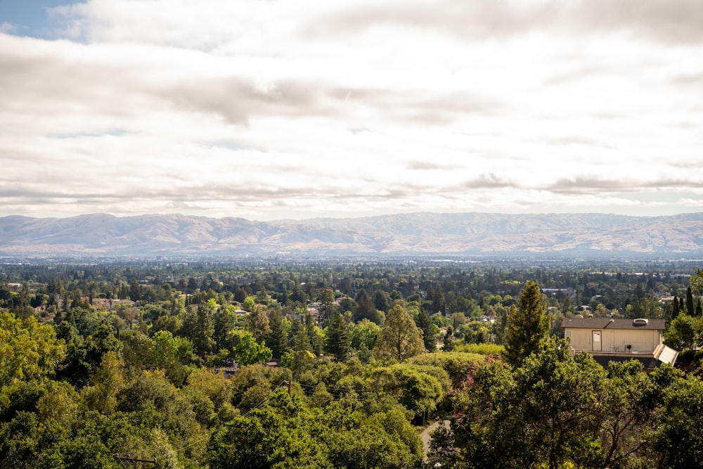 Una vista panorámica de una ciudad con montañas al fondo