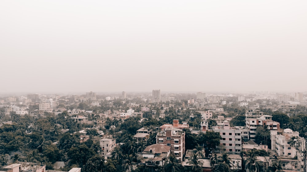 a view of a city with lots of tall buildings