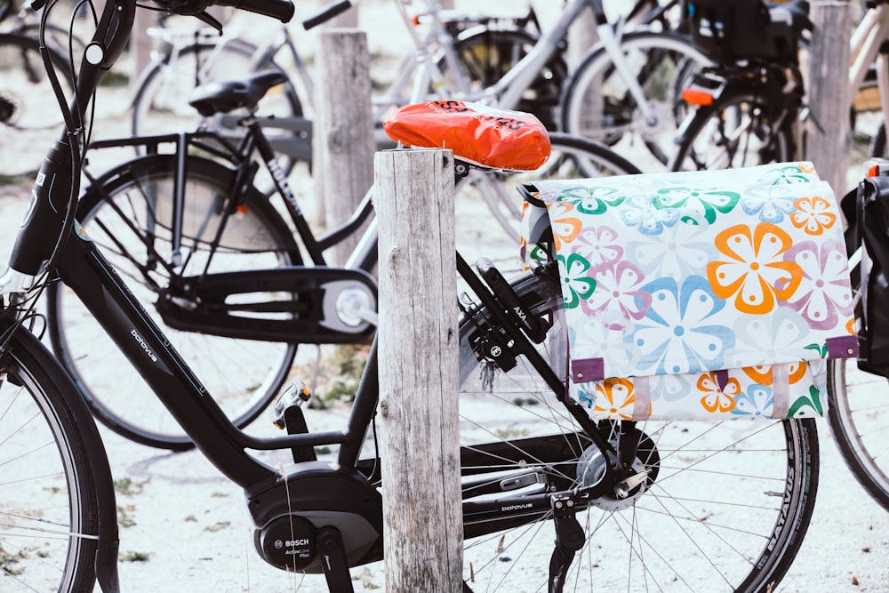 a bunch of bikes parked next to each other