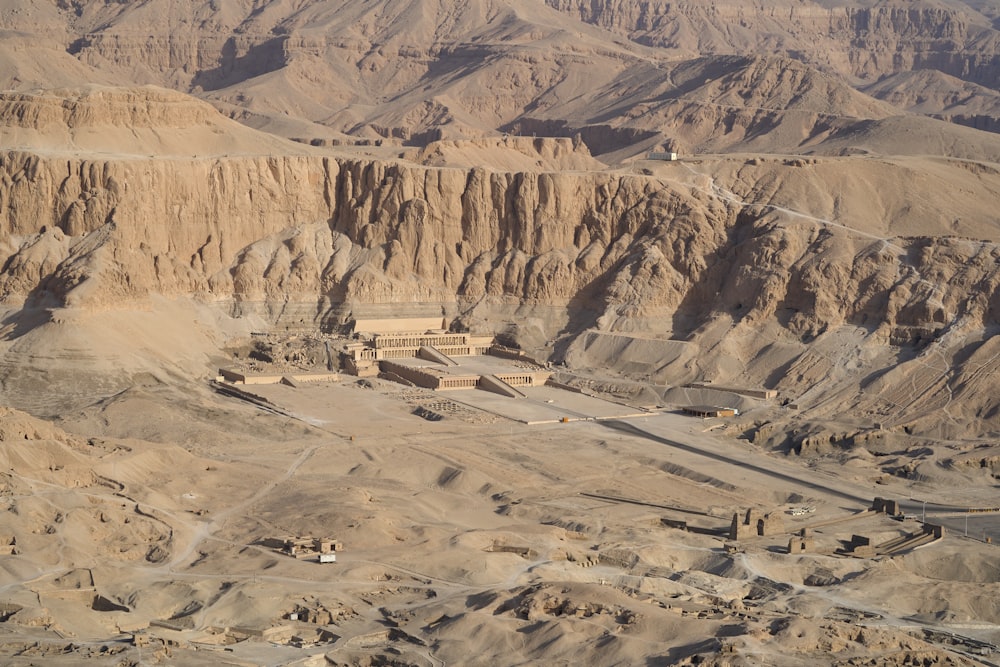 an aerial view of the valley of the kings in the desert