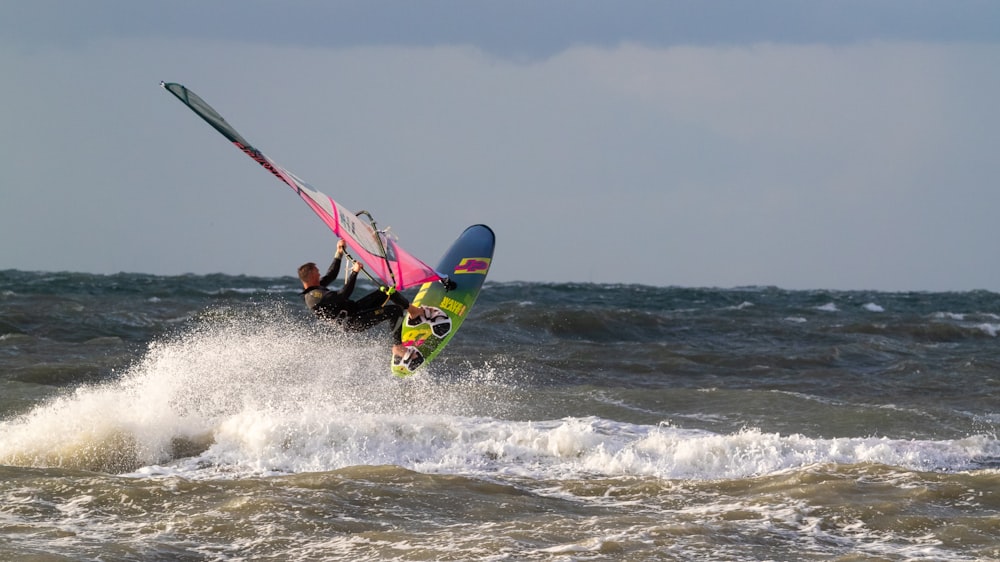 a person riding a surf board on top of a wave