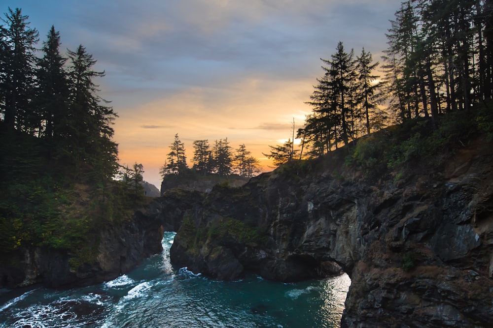 a view of the ocean from a cliff